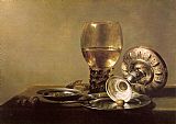 Still Life with Wine Glass and Silver Bowl by Unknown Artist